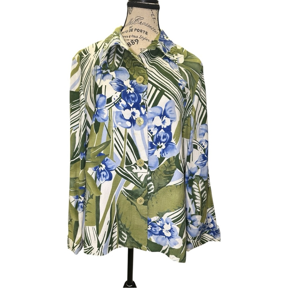 Kasper Vintage Floral Button Down Shirt Jacket - Picture 2 of 7